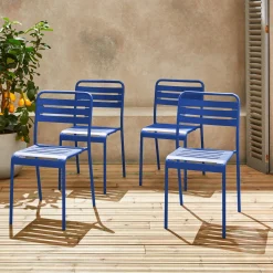 4er-Set Gartenstühle aus Stahl