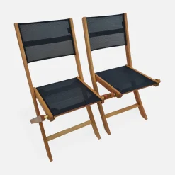 2er Set Gartenstühle Klappstühle, Holz und Textilene
