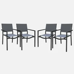 4er-Set Gartenstuhl stapelbar Aluminium und Textilene