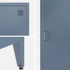 3er-Set industrielle Kleiderschränke aus Stahl mit 4 Ablageflächen