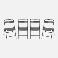 4er-Set klappbare Gartenstühle aus Stahl