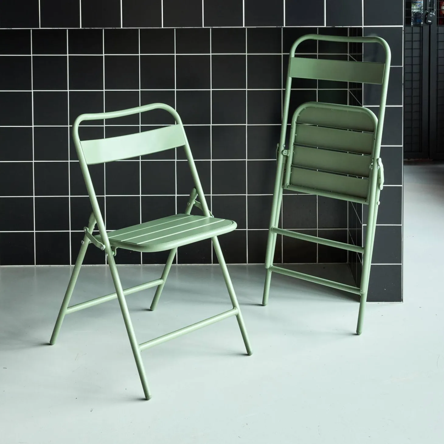 2er-Set klappbare Gartenstühle aus Stahl