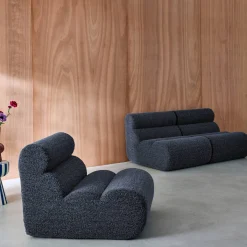 3er-Set modulare Lounge-Sessel mit Bezug im Alpaka-Look