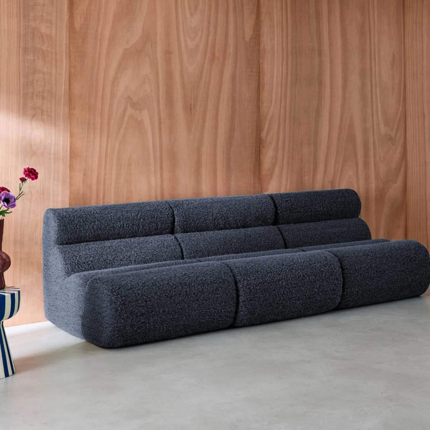 3er-Set modulare Lounge-Sessel mit Bezug im Alpaka-Look