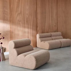 3er-Set modulare Lounge-Sessel mit Bezug im Alpaka-Look