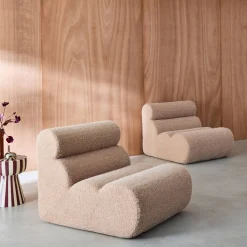 2er-Set modulare Lounge-Sessel mit Bezug im Alpaka-Look