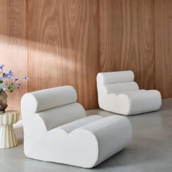 2er-Set modulare Lounge-Sessel mit strukturiertem Bouclé-Bezug