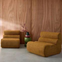 2er-Set modulare Lounge-Sessel mit strukturiertem Bouclé-Bezug