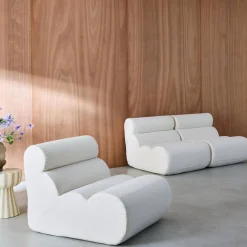 3er-Set modulare Lounge-Sessel mit strukturiertem Bouclé-Bezug