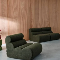 3er-Set modulare Lounge-Sessel mit strukturiertem Bouclé-Bezug