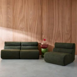 3er-Set modulare Lounge-Sessel mit strukturiertem Bouclé-Bezug
