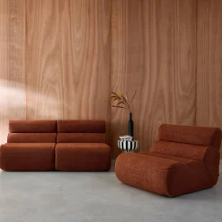 3er-Set modulare Lounge-Sessel mit strukturiertem Bouclé-Bezug