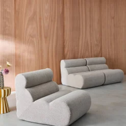 3er-Set modulare Lounge-Sessel mit strukturiertem Bouclé-Bezug