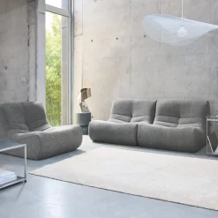 3er-Set modulare 1-Sitzer Sessel mit strukturiertem Bouclé-Bezug