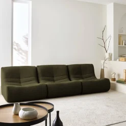 3er-Set modulare 1-Sitzer Sessel mit strukturiertem Bouclé-Bezug