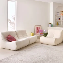 3er-Set modulare 1-Sitzer Sessel mit strukturiertem Bouclé-Bezug