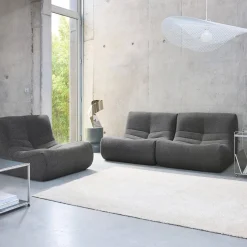 3er-Set modulare 1-Sitzer Sessel mit strukturiertem Bouclé-Bezug