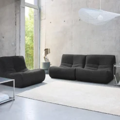 3er-Set modulare 1-Sitzer Sessel mit strukturiertem Bouclé-Bezug