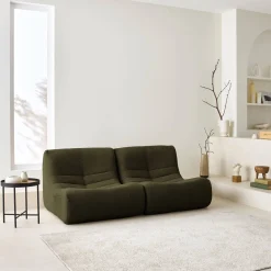 2er-Set modulare 1-Sitzer Sessel mit strukturiertem Bouclé-Bezug