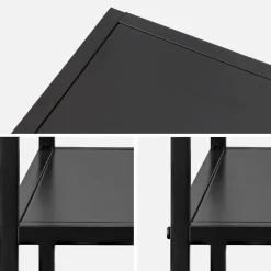 2er Set Nachttische aus schwarzem Metall mit Regal