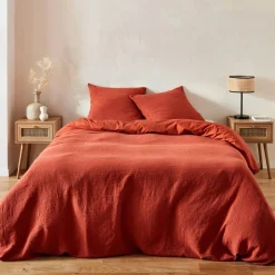 2er-Set Nachttische mit Holzlook und Rattan-Geflecht