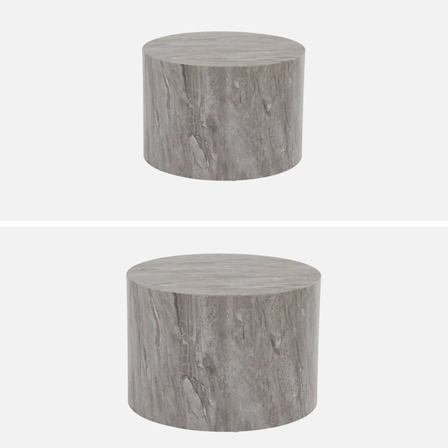 2er Set runde Couchtische mit Marmoroptik