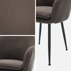 4er Set Samt Sessel mit Metallbeinen