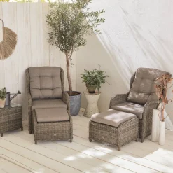2er Set Sesseln Polyrattan und Aluminium - Barletta