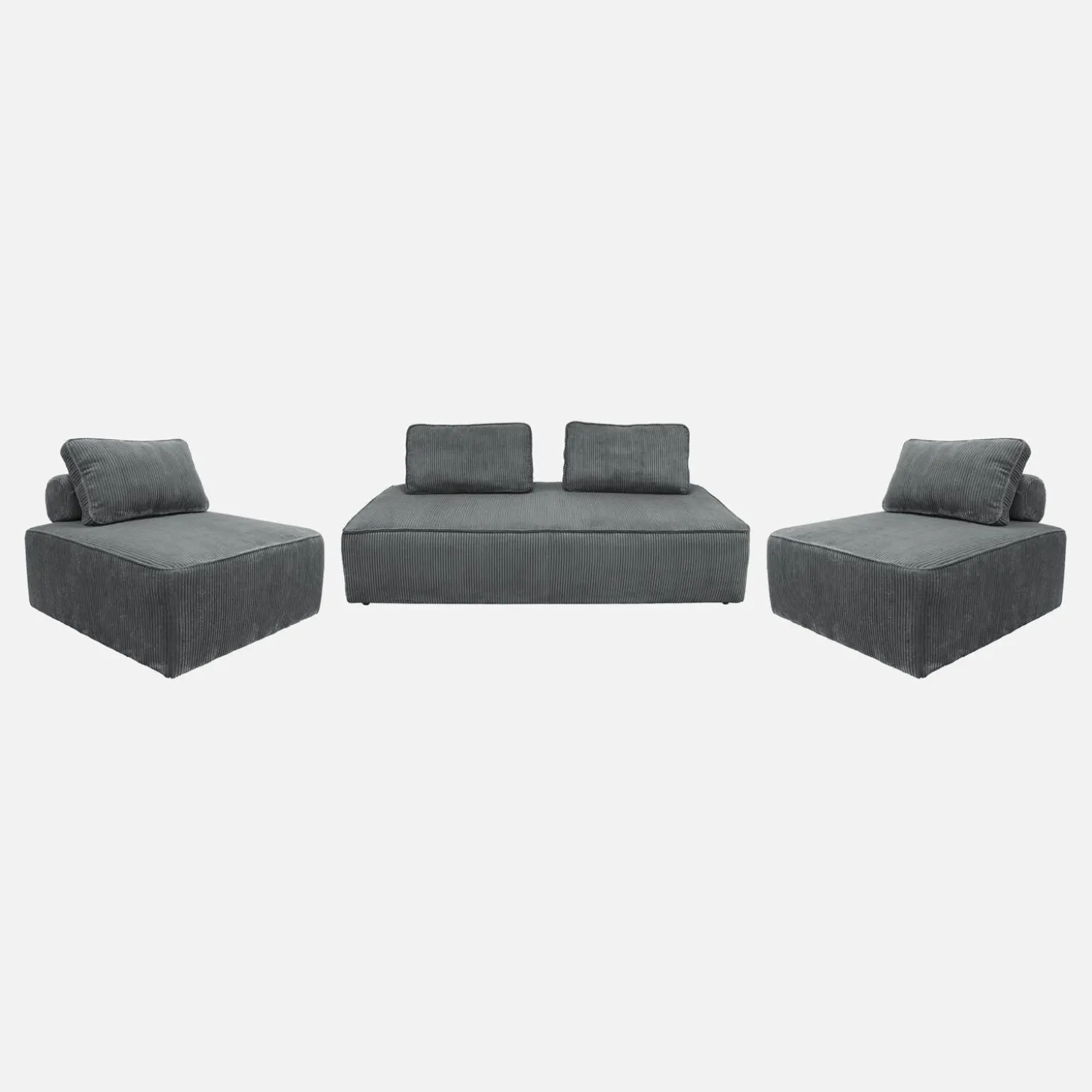 2er-Set Sessel und 2-Sitzer Sofa mit Cordbezug