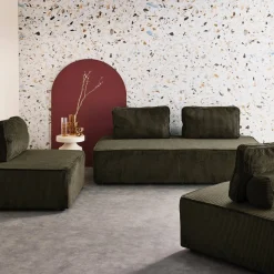 2er-Set Sessel und 2-Sitzer Sofa mit Cordbezug