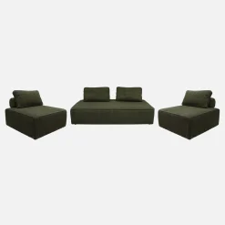 2er-Set Sessel und 2-Sitzer Sofa mit Cordbezug