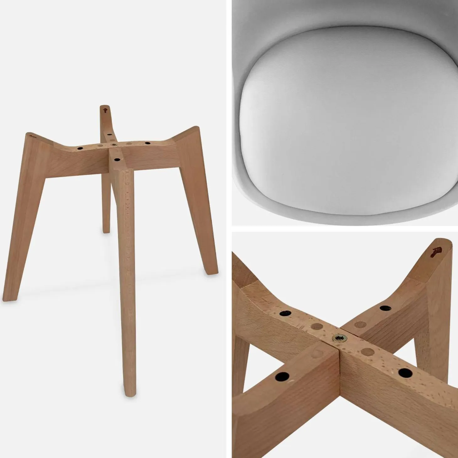4er-Set skandinavische Stühle mit Holzbeinen