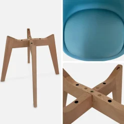 4er-Set skandinavische Stühle mit Holzbeinen
