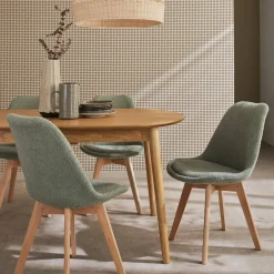 4er-Set skandinavische Stühle mit Holzbeinen