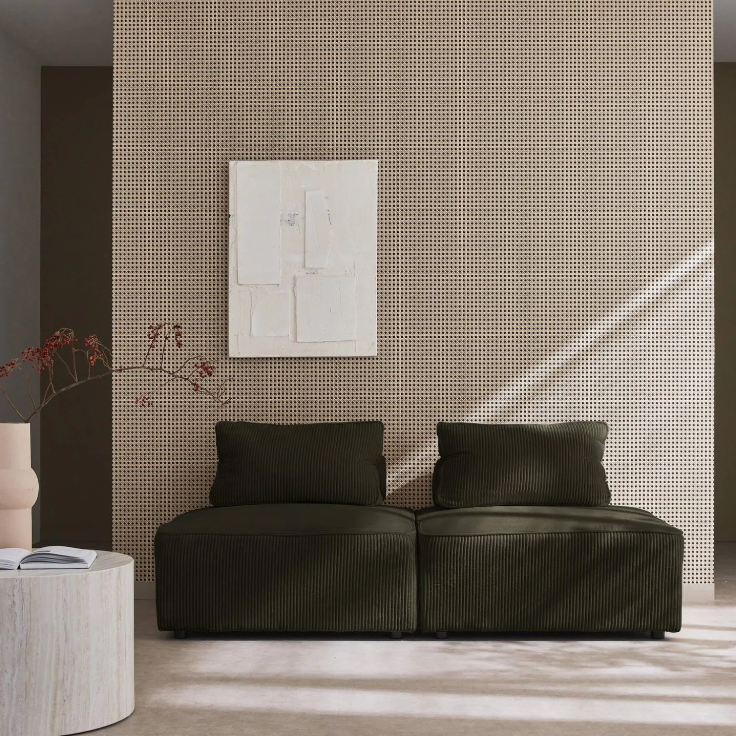2er-Set Sofa-Modul-Sessel mit Cordbezug