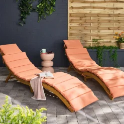 2er-Set Sonnenliegen aus Akazienholz