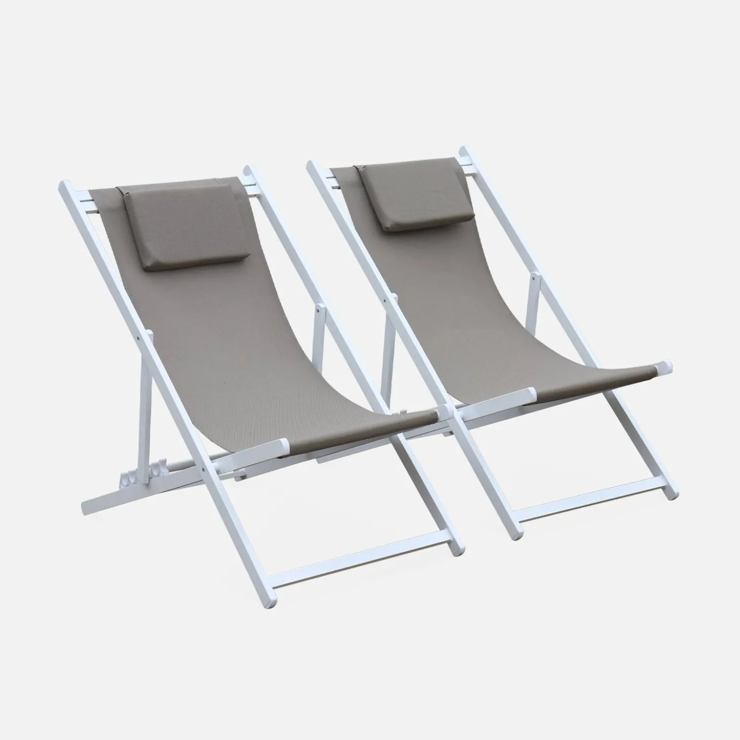 2er-Set Sonnenliegen aus Aluminium, mehrfach verstellbar
