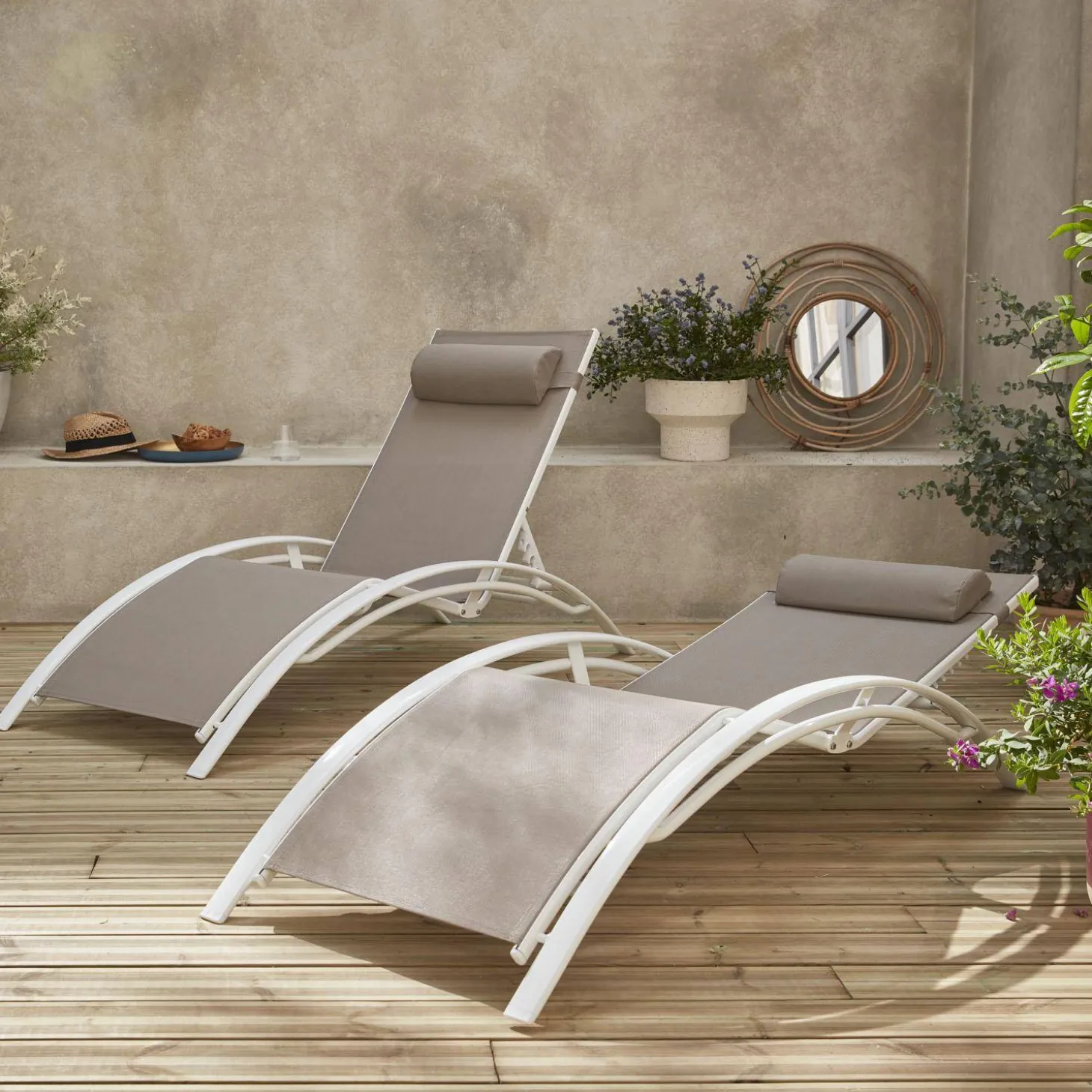 2er-Set Sonnenliegen aus Aluminium mehrfach verstellbar