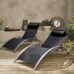 2er-Set Sonnenliegen aus Aluminium mehrfach verstellbar