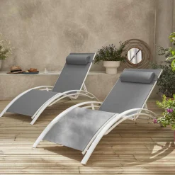 2er-Set Sonnenliegen aus Aluminium mehrfach verstellbar