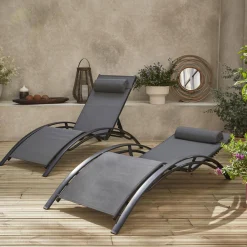 2er-Set Sonnenliegen aus Aluminium mehrfach verstellbar