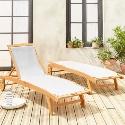 2er-Set Sonnenliegen aus Holz