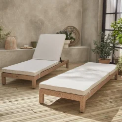 2er Set Sonnenliegen aus Polyrattan