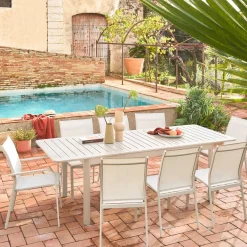 4er-Set stapelbare Gartenstühle aus Aluminium und Textilene