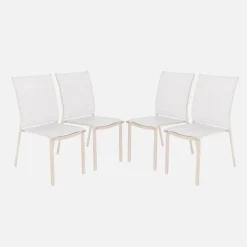 4er-Set stapelbare Gartenstühle aus Aluminium und Textilene