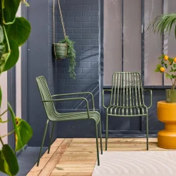 2er-Set stapelbare Gartenstühle aus Stahl
