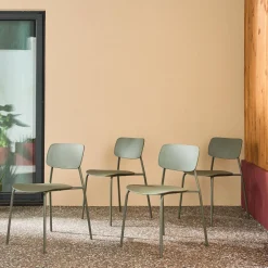 4er-Set stapelbare Gartenstühle aus Stahl und Kunststoff