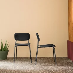 2er-Set stapelbare Gartenstühle aus Stahl und Kunststoff