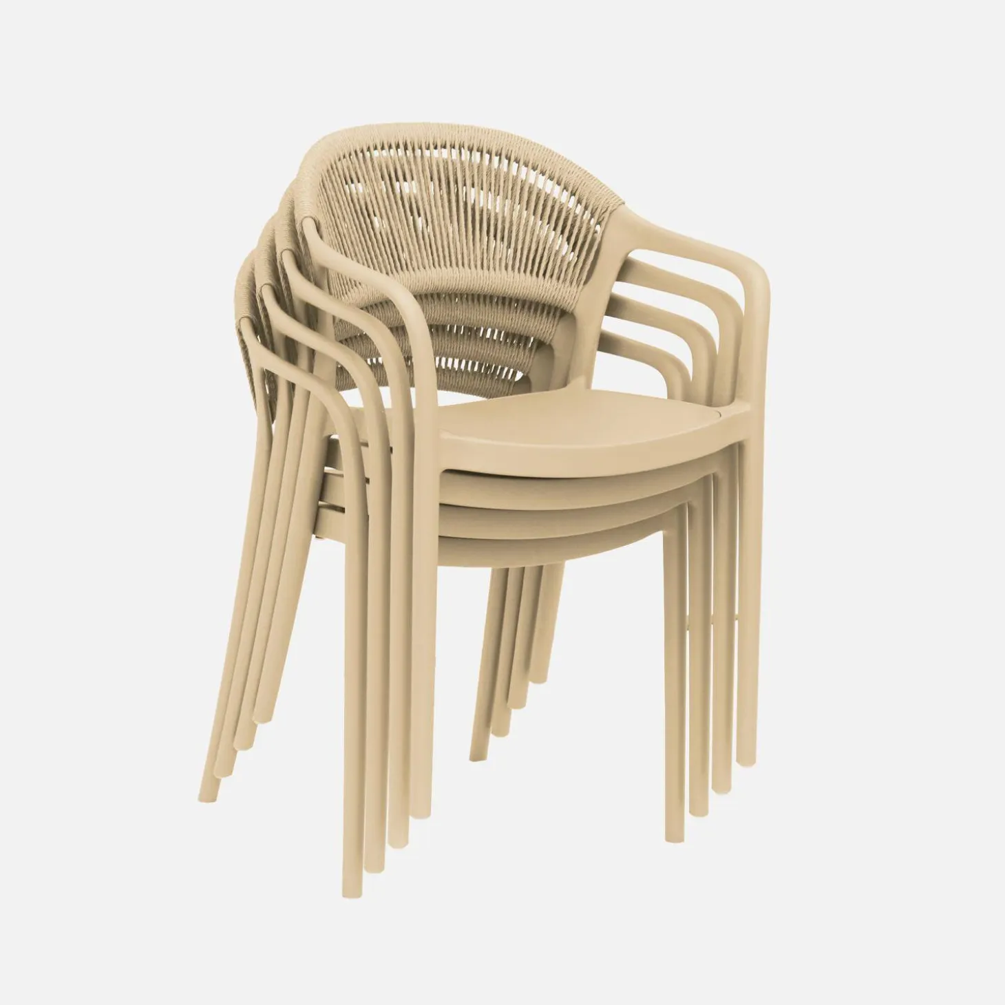 4er-Set stapelbare Gartenstühle mit Seiloptik