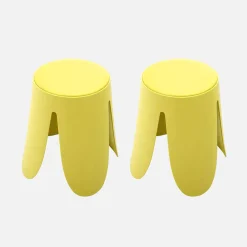 2er-Set stapelbare Hocker mit Kunstleder